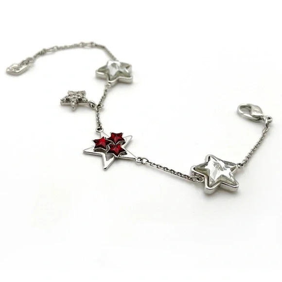 Swarovski Star Charm Bracelet with Red and White Crystals - Picture 2 of 3